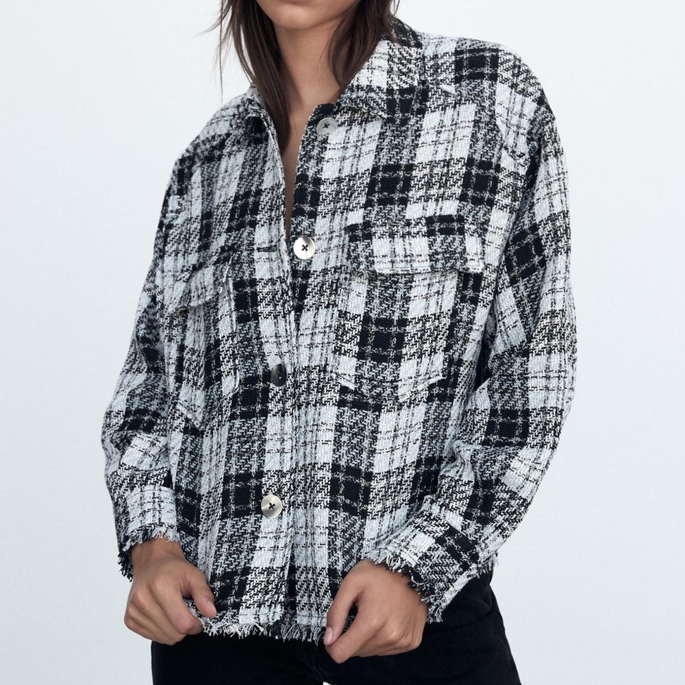 Zara Black and White Plaid Overshirt